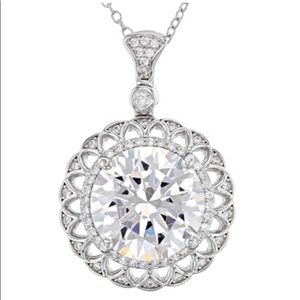 White Cubic Zirconia Rhodium Over Sterling Silver Pendant With Chain 10.77ctw